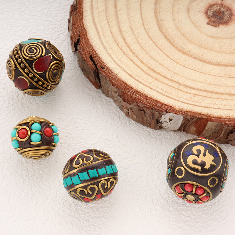 Indonesia Ball Beads Brass Clay Tibetan Style Beads for Jewelry Making