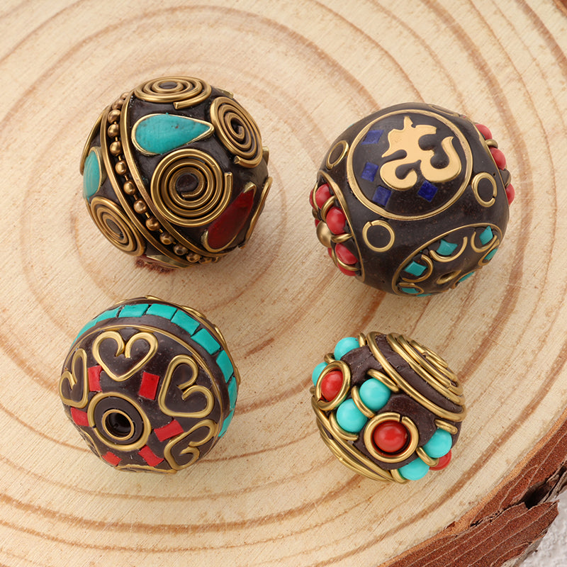 Indonesia Ball Beads Brass Clay Tibetan Style Beads for Jewelry Making