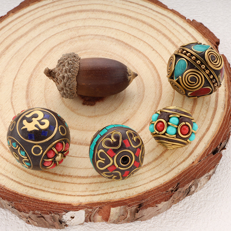Indonesia Ball Beads Brass Clay Tibetan Style Beads for Jewelry Making