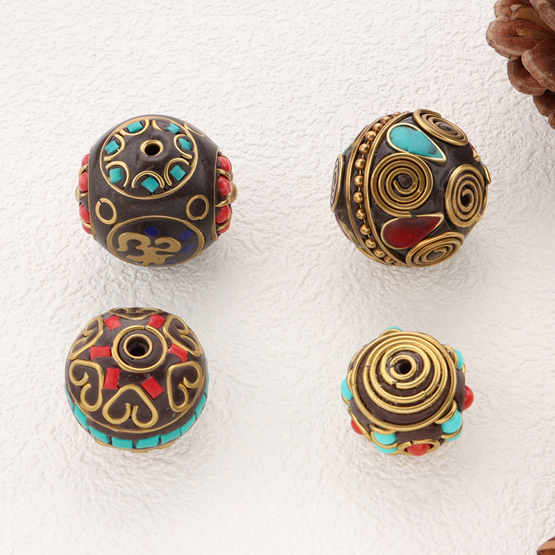 Indonesia Ball Beads Brass Clay Tibetan Style Beads for Jewelry Making