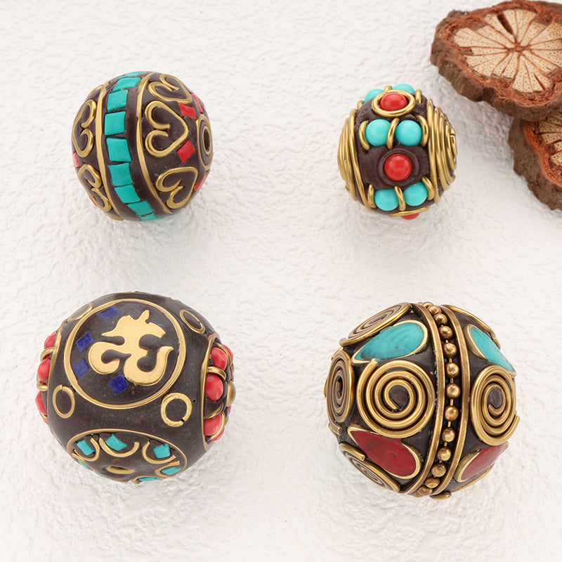 Indonesia Ball Beads Brass Clay Tibetan Style Beads for Jewelry Making