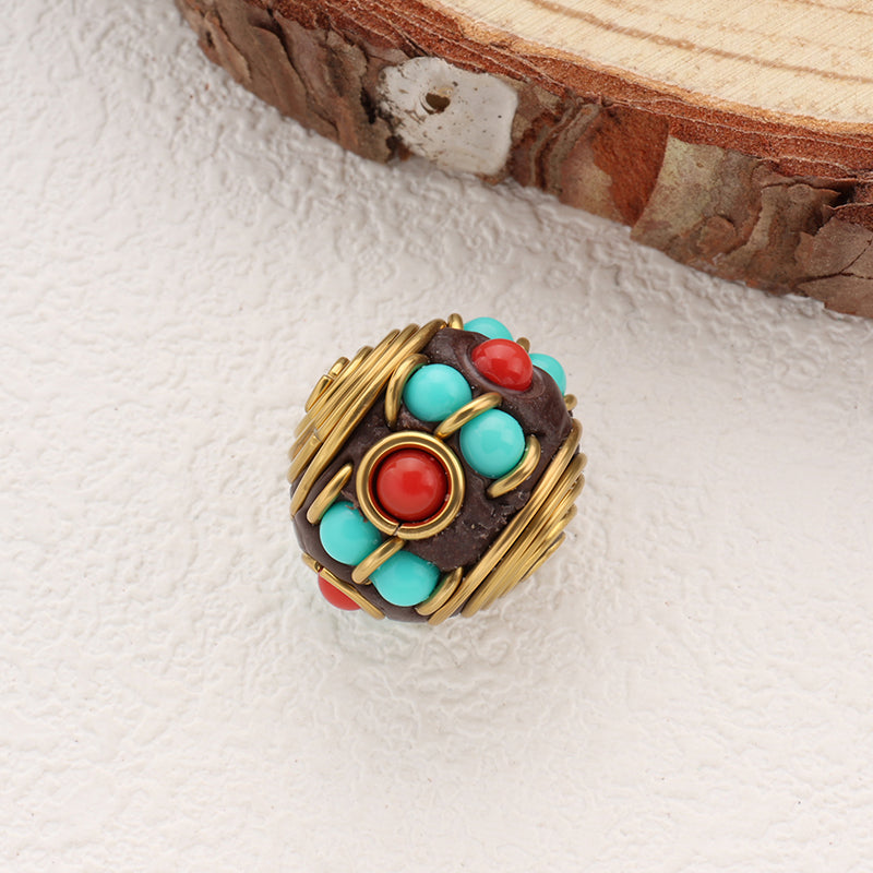 Indonesia Ball Beads Brass Clay Tibetan Style Beads for Jewelry Making