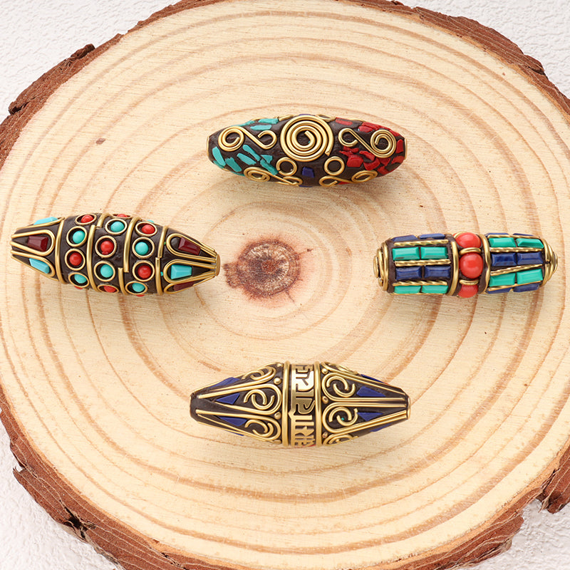 Brass Wires Clay Beads Indonesian Style Turquoise Coral Handmade Bead