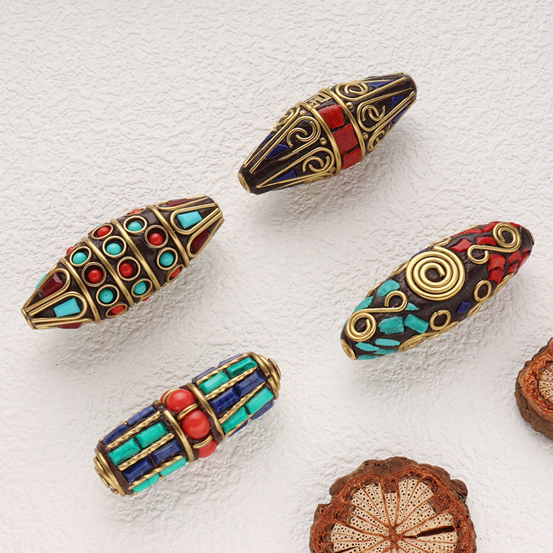 Brass Wires Clay Beads Indonesian Style Turquoise Coral Handmade Bead