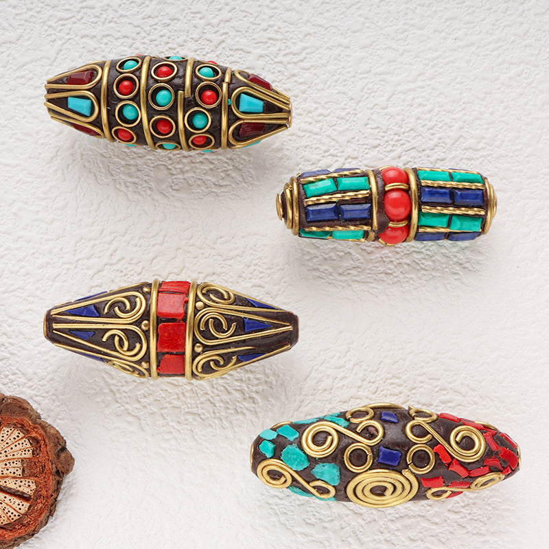 Brass Wires Clay Beads Indonesian Style Turquoise Coral Handmade Bead