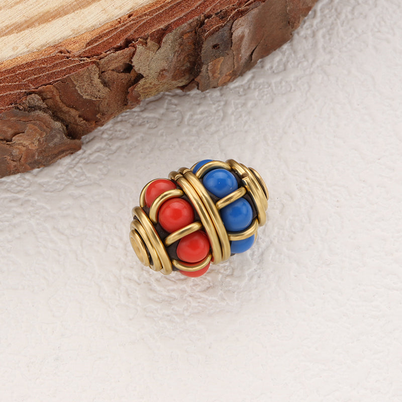 Turquoise Indonesia Beads Handmade Clay Brass Solid Beads for Jewelry Making