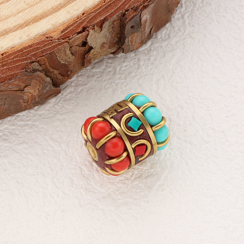 Turquoise Indonesia Beads Handmade Clay Brass Solid Beads for Jewelry Making