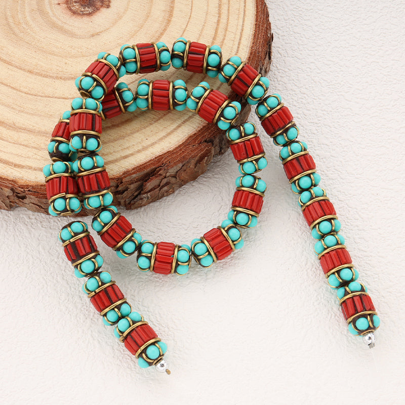 Indonesia Bead Strands Coral Turquoise Brass Clay Beads For DIY Jewelry