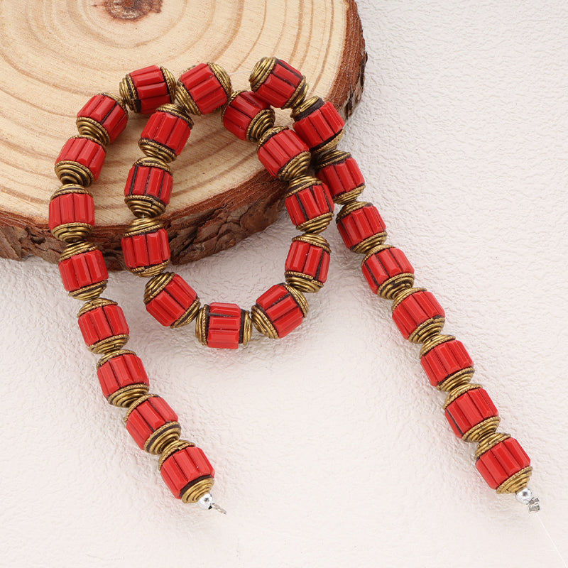 Indonesia Bead Strands Coral Turquoise Brass Clay Beads For DIY Jewelry