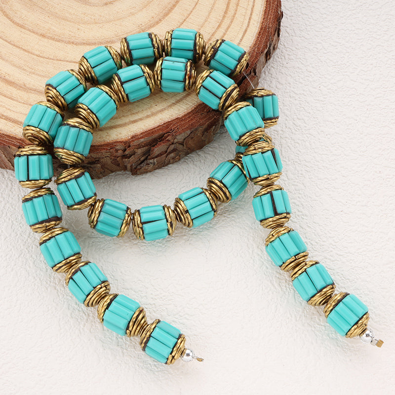 Indonesia Bead Strands Coral Turquoise Brass Clay Beads For DIY Jewelry
